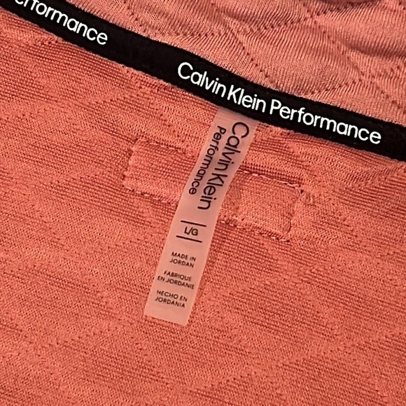 Calvin KLEIN Pink Quilted Long Drop Shoulder Pullover size Large - Picture 10 of 14